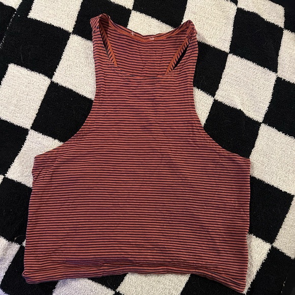 unknown Tops - Striped Sleeveless Racerback Crop Women's Tank Top